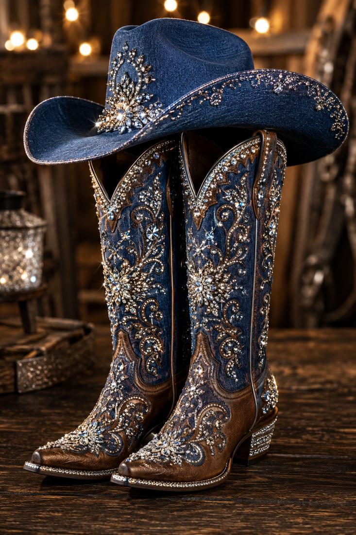 Denim and Diamonds boots artwork